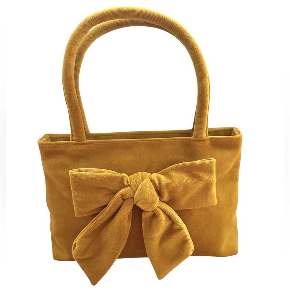 NWOT Velvet Mustard Evening Mini Handbag W/Bow